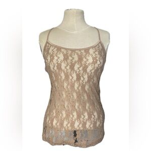 Haut d’été taupe en dentelle taille S